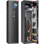 VEVOR 7-8 Rifles Gun Safe, Rifle Safe with Fingerprint & Digital Lock, Gun Storage Cabinet for shotguns with Built-in Storage Locker, Removable Storage Shelf for Home Long Gun and Pistols