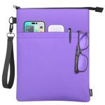 Homakover Book Sleeves with Zipper Travel Book Protector Pouch for Paperbacks & Hardcover Books Book Covers Bags Carry Case with Front Pocket and Handle Strap for Book Lovers Washable (1 Pcs Purple