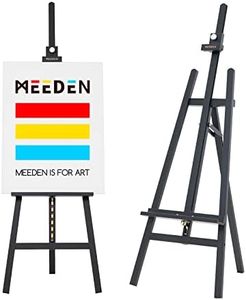 MEEDEN Artist Painting Easel Stand, Large Studio Wood Easel Adjustable Height 57"-76", Hold Canvas up to 43", Art Easel for Display, Wedding Sign, Posters, Canvas, Black