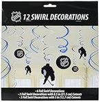 Amscan Sports & Tailgating NHL Party Ice Time Swirl Decorations (12 Pack), Silver/Blue, 10 x 9.5"