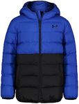 Under Armour Boys Pronto Colorblock Puffer Jacket, Mid-Weight Zip-Up Coat, Wind & Water Repellent, Team Royal Colorblock