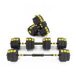 DlandHome Dumbbells Anti Rolling Fitness Dumbbells 66 Pounds Adjustable Dumbbells (Pair), Iron Sand Mixture Octagonal Designed, Yellow & Black,40YZWD002-30BY-DCA