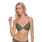 Body Glove Women's Smoothies Greta Solid Molded Cup Push Up Underwire Bikini Top Swimsuit, Cactus, S