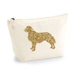 Golden Retriever Makeup Bag, Organic Canvas Cosmetic Pouch, Golden Retriever Lover Gift, Golden Retriever Gift, Golden Mum,