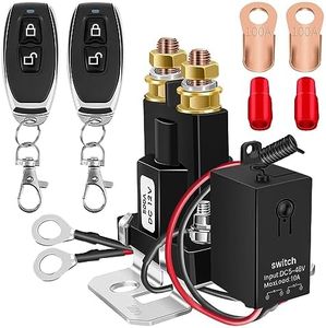 Battery Disconnect Switch 12V Remote Battery Kill Switch Anti-Theft for Car Vehicle RV Truck Battery Power Cut Off Switch with 2 Remote Controls (500A Upgrade)