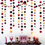 46Ft Red Black Gold Circle Dots Garland Party Decorations Hanging Paper Polka Dots Streamer for Graduation Birthday Wedding Bridal Baby Shower Anniversary Pirate Poker Casino Las Vegas Party Decor