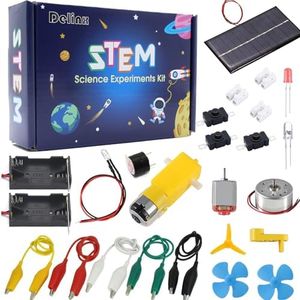 Fun Physics Science Experiment Kit: Windmill Generator,Hand-cranked Generator,Solar Power Generator, Basic Electric Circuit Learning,DIY Educational STEM Project for Kids & Teens,Girls & Boys Deinx