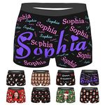 Custom Face Mens Boxer Briefs Personalized Underwear with Photo Name Customized Boxers Gifts for Boyfriend Husband Him