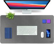 V-CUBE Designs Premium Vegan Leather Desk Mat 90X45cm 2.4mm Thick&Padded|Laptop Mat/Extended Mouse Pad/Stitched, Reversible, Sturdy Deskspread | High Tear/Peel Strength|Anti-Slip,Splash-Proof| Grey