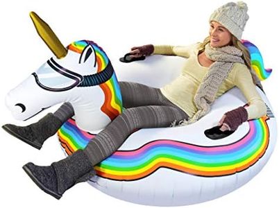 GoFloats Winter Snow Tube - Inflatable Sled for Kids and Adults (Choose from Unicorn, Disney's Frozen, Ice Dragon, Polar Bear, Penguin, Flamingo)