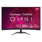 Viewsonic VX3268-2KPC-MHD 32-inch QHD 1440p Curved Gaming Monitor, 144Hz, 1ms, with AMD FreeSync Premium, 2x HDMI, DisplayPort, 2W Integrated Speakers