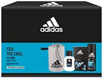 Adidas, Confezione Regalo Ice Dive: Profumo Uomo 50 ml, Deodorante Spray 150 ml e Trousse da Viaggio