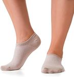 Bam&bü Women's Premium Bamboo No Show Casual Socks - 4 pair pack - Non-Slip/Beige/Medium