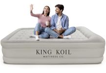 King Koil Luxury Queen Air Mattress with Built-in Pump for Home, Camping & Guests - Queen Size Inflatable Airbed Luxury Double High Adjustable Blow Up Mattress, Durable Portable Waterproof