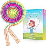 Arovina Skipping Rope kids, 8.2FT Children Jump Rope Adjustable Wooden Handle 7 Color Rainbow Jumping rope for Boys & Girls’ Outdoor Exercise & Game, Ideal for Birthday Children's day Christmas