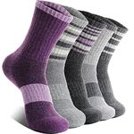 EBMORE Womens Merino Wool Thermal Socks Warm Hiking Winter Stocking Fillers Women Boot Walking Crew Cushion Work Gift Socks 5 Pairs(Striped-A,M)