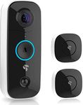 1080P Wireless Video Doorbell Camera with 2 Chimes, 2-Way Audio, Motion Detection, Night Vision, 180° Wide Angle, Works with Alexa & Google, Wifi Battery Powered, No Monthly Fees