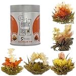 The Exotic Teapot – Flowering Tea Sampler Tin, 5 Varieties Blooming Tea, Jasmine Tea Flowers