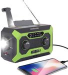 Emergency Solar Radio, Survival Hand Crank Dynamo Wind Up AM FM Weather Radio Portable with Bright Flashlight Kit, SOS Alarm, Reading Lamp, Headphone Audio, Built-in 4000mAh Power Bank for Cellphone