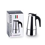 Saiyam Stainless Steel Espresso Maker Stovetop Coffee Percolator Italian Coffee Maker Moka Pot (4 Cup - 200 ml, Silver)