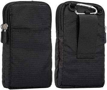 Cellphone Belt Clip Holster Men, Nylon Crossbody Cell Phone Purse, 6.9" Cellphone Belt Case Holder Mens Smartphone Belt Loop Pouch Zipper Pockets for iPhone 15 14 13 12 Pro Max Case 7 8 Plus, Black