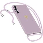 Chain Case for Samsung Galaxy S24 Plus Case , Heart Motif Pattern Cell Phone Case for Samsung Galaxy S24 Plus 5G Case with Strap Cord for Necklace Ultra Thin Case for Samsung Galaxy S24 Plus (Purple)