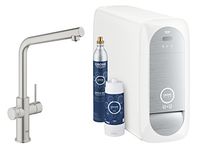 GROHE Blue Home Duo Starter Kit - Kitchen Mixer Tap for Filtered, Chilled and Sparkling Water (Includes Cooler Unit, Filter and Co2 Carbonization Bottle), Stainless Steel Look 31454DC1