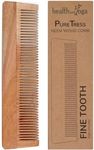 HealthAndYoga(TM) PureTress Handcrafted Neem Wood Comb - Non-Static and Eco-friendly - Great for Scalp and Hair Health - 7 Inches Fine Tooth Comb