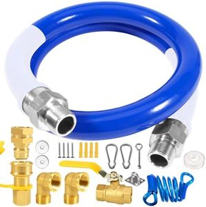 1675KIT48 Safety System Kit, 48 inch Commercial Gas Hose Connector Kit, Flexible Blue Gas Hose Kit,Gas Line Hose with 3/4" Quick Disconnect,Restraining Devices for Commercial Kitchen Equipment