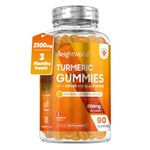 Turmeric Gummies with Black Pepper & Ginger 2100mg - 90 Natural Lemon Flavour Vegan Turmeric Gummies (3 Months Supply) –High Strength Alternative to Turmeric & Black Pepper Capsules for Adults