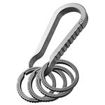 FEGVE Titanium Quick Release Key Chain Clip with 4 Key Rings Heavy Duty Small Carabiner Keychain Clip for Men and Women (Grey)