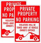 No Parking Signs,Private Property No Parking,Violators Will Be Towed Away at Vehicle Owners Expense Sign,14*10inch,Reflective Aluminum,UV Protected,Dust-proof,Waterproof,Durable Ink,Easy to Mount - Indoor & Outdoor use(2 Pack)