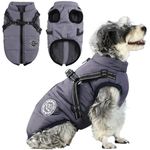 Savlot Dog Winter Coat Dog Jacket Dog Coat For Cold Weather Adjustable Dog Coat With Harness Built-In Reflective Dog Snowsuit Pet Padded Jacket Warm Winter Coat For Small Medium And Large Dogs