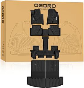 OEDRO Floor Mats & Trunk Mat with Backrest for 2024 2025 Hyundai Santa Fe (Not Hybrid) 6&7 Seat, TPE All Weather Floor Liner Santa Fe Accessories, Anti-Slip Back Seat Protector for Hyundai Santa Fe