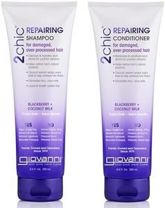 GIOVANNI 2chic Ultra-Repairing Shampoo & Conditioner Set - For Damaged, Over-Processed Hair, Helps Restore Hair's Natural Elasticity, Blackberry & Coconut Oil, Shea Butter, Color Safe - 8.5 oz Each