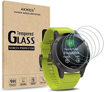 AKWOX [4 Unidades] Protector de Pantalla para Garmin Fenix 5 [9H Dureza] Cristal Vidrio Templado para Garmin Fenix 5 Cristal Templado-NO para Fenix 5s/5x