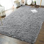 Andecor Soft Fluffy Bedroom Rugs - 5 x 8 Feet Indoor Shaggy Plush Area Rug for Boys Girls Kids Baby College Dorm Living Room Home Decor Floor Carpet, Grey