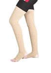 OPOFOX Unisex Varicose Vein Stockings, Open Toe knee length Sleeves, Mid Thigh Medical Compression Socks for Anatomical Shape, Swollen, Tired, Aching Legs, Pain Relief Etc. (XL)