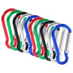 TRIXES 10PCS Carabiner Clip - 5cm Aluminium Spring Snap Hook Keychain - For Travelling, Camping, Fishing, Keys, Backpack