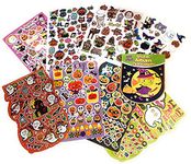 Halloween Stickers with Album Activity Book (430+ Pieces) - 8 Sheets with Witch, Pumpkin, Ghost, Mummy, Vampire, Bat, Spider, Candy, Skeleton, Jack O’Lantern Face Stickers Design, Glitter Puffy Stickers Decals for Decoration Scrapbooking Kids Happy Halloween Party Favors, Crafts, Trick or Treat, Ideal Gift for Children, Teens, Adults (Witch)