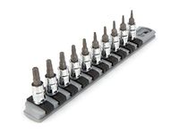 TEKTON 1/4 Inch Drive Torx Bit Socket Set with Rail, 10-Piece (T6-T30) | SHB90103