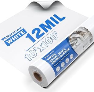 Spirecover White Crawl Space Vapor Barrier, 12 Mil Vapor Barrier, 10' x 100', Heavy Duty Polyethylene Film, Thick Plastic Sheeting, Plastic Drop Cloth Covering for Crawlspace, Basement