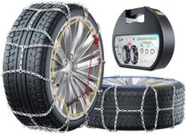 TEPU Snow Tire Chains for Car, Suv, Pickup Trucks and Trucks Tires, Portable Reusable Alloy Steel Tire Chains, Snow Chains Compatible with Tire Width 215 225 235 245 255MM, Set of 2 - KN120