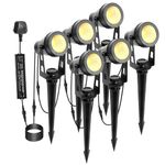 ECOWHO Garden Spotlights Mains, 21m Extendable Garden Spike Lights 12V LED Pathway Lighting IP65 Waterproof Outdoor Electric Garden Uplighter for Path Yard（18W 6-Packs Warm White）