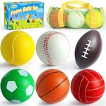 Billeeit Mini Sports Balls Set for Toddler 1-3, First Sports Bag for Kids, Include 1 Each of 3.5" Foam Soccer, Tennis Ball, Basketball, Football, Baseball, Volleyball, Fun Baby Ball Toys, Set of 6