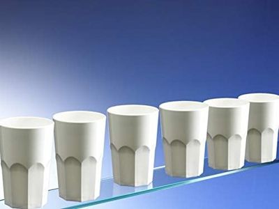 Dishwasher Safe Set of 6 Unbreakable Reusable Polycarbonate White Plastic Octagon Shaped 15 OZ Tumblers. (428ml/ 15oz to Rim Height 12cm, Max Diameter 8.5cm)