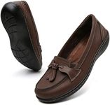 Maichal Loafers for Women Slip On Comfort Leather Tassel Dress Shoes, Brown, 9