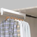 Extendable Closet Rod Pull Out Clothes Hanger Rail Adjustable Wardrobe Clothing Rail (Size : 550mm)