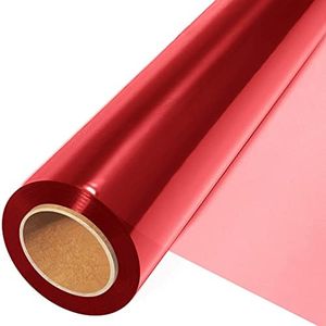 JOYIT Red Cellophane Wrap Roll (100’ Ft. Long X 17.5” in. Wide) - 2.5 Mil Thick Transparent Red Cellophane Wrapping Paper, Colored Cellophane Wrap for Gift Flower Basket Decoration