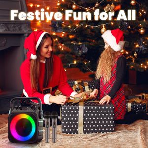 Karaoke Machine with 2 Wireless Microphones – Portable Bluetooth Speaker